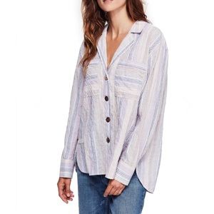 Free People High Tide Multi-Stripe Buttondown Top